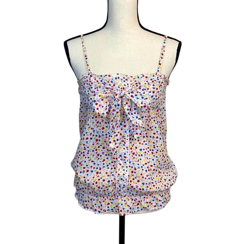 Jack by BB Dakota Multicolored Ditsy Floral Top Size Small Bow Front